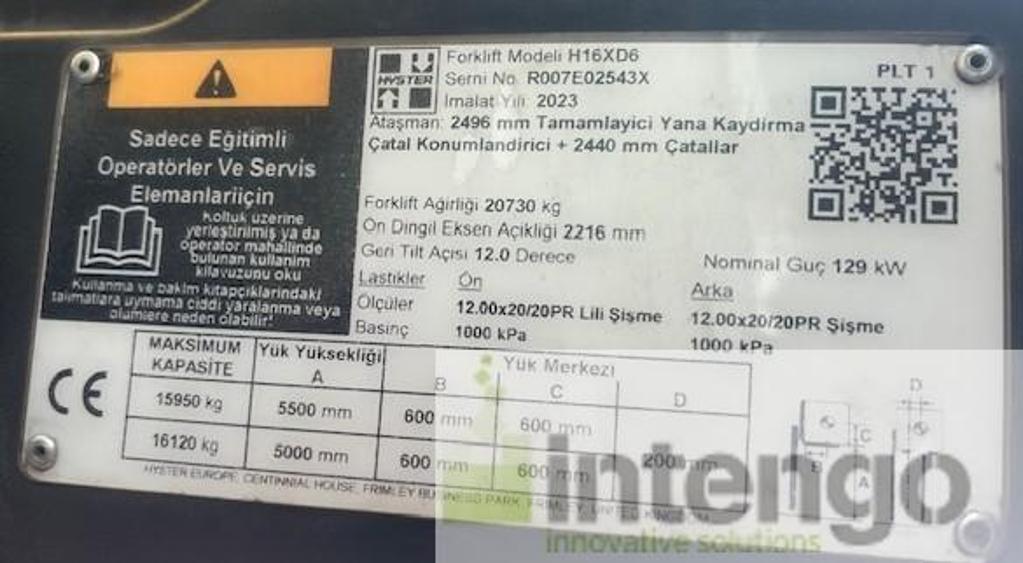Vakıf Leasing'den Satılık Dizel Forklift HYSTER - H16XD6