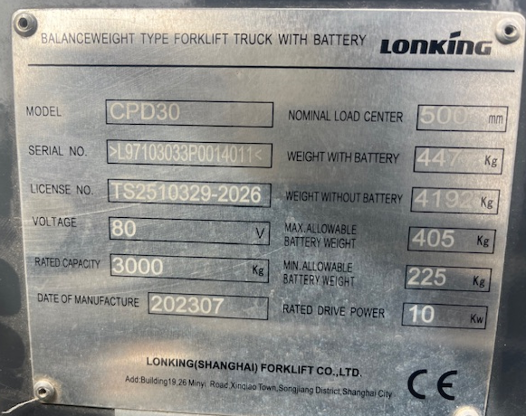 Vakıf Leasing'ten Satılık Lonking Marka Elektrikli Forklift