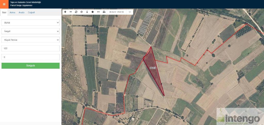 İNEGÖL KÜÇÜK YENİCE MAHALLESİ'NDE SATILIK TARLA (R-1570)
