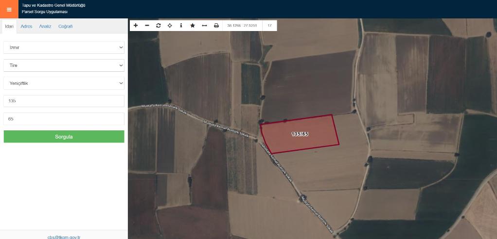 TİRE YENİÇİFTLİK MAHALLESİ'NDE SATILIK TARLA (U-41071)