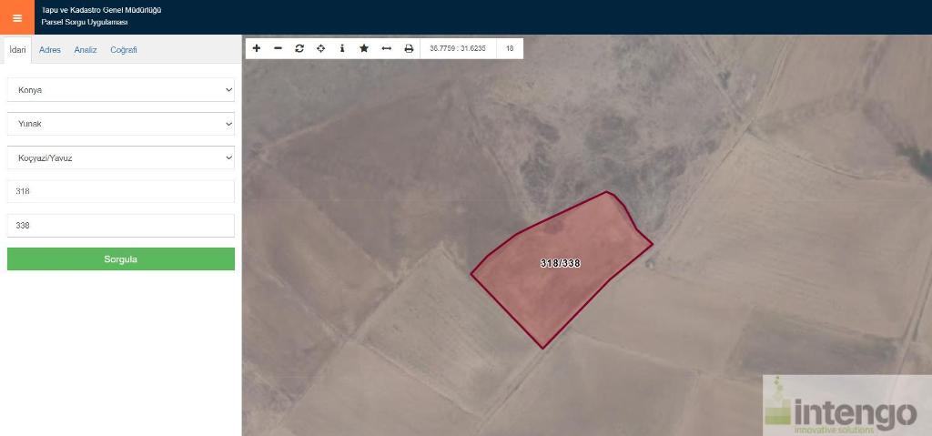 YUNAK KOÇYAZI MAHALLESİ'NDE SATILIK TARLA (U-41182)