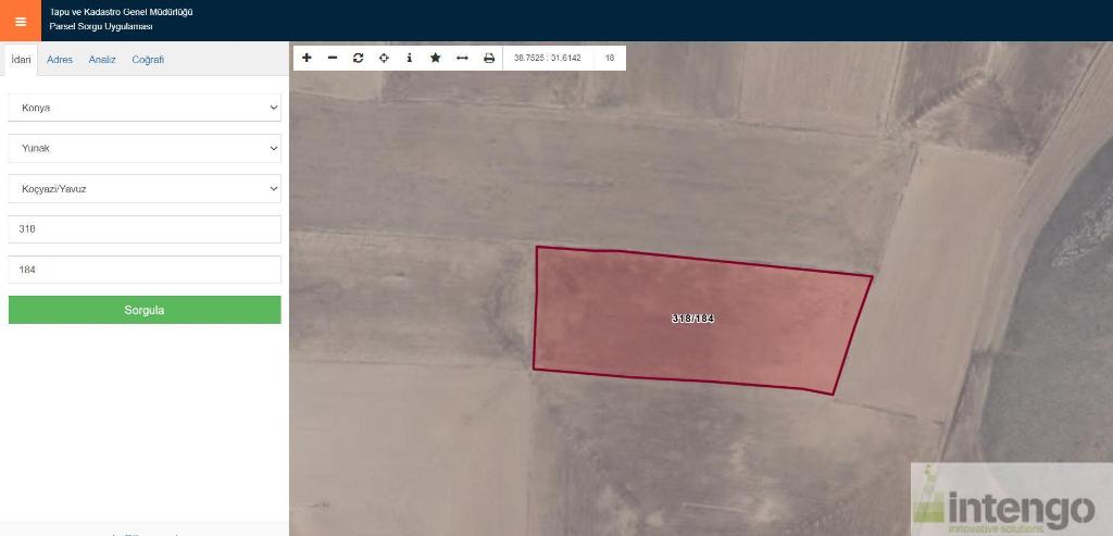 YUNAK KOÇYAZI MAHALLESİ'NDE SATILIK TARLA (U-41181)
