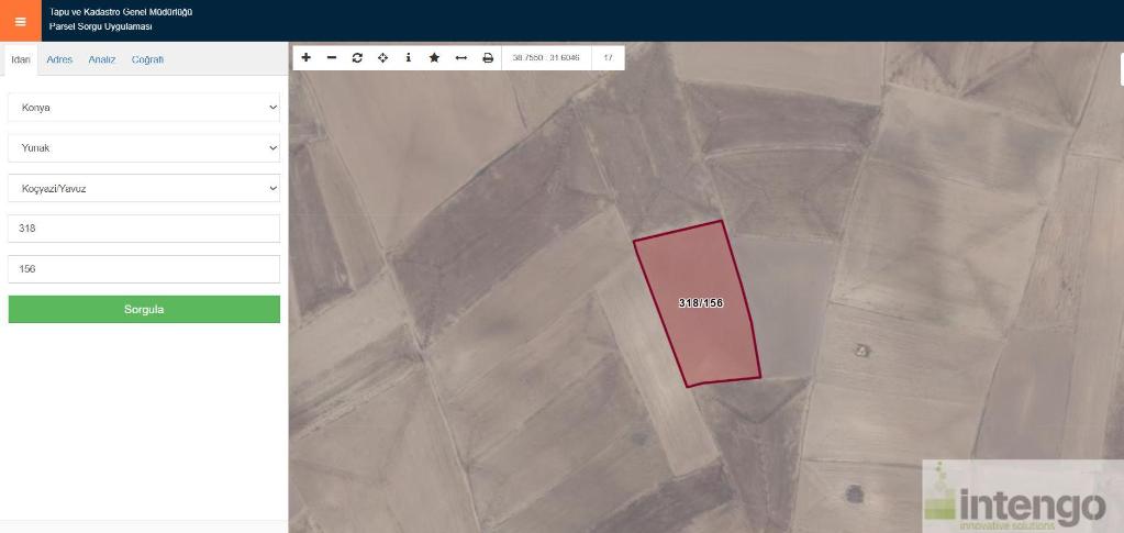 YUNAK KOÇYAZI MAHALLESİ'NDE SATILIK TARLA (U-41180)