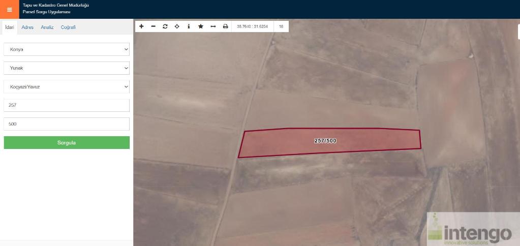 YUNAK KOÇYAZI MAHALLESİ'NDE SATILIK TARLA (U-41179)
